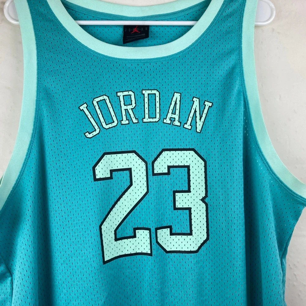 Jordan Basketball Jersey Men XL Teal Mesh Jumpman 23 Nike Athletic Streetwear